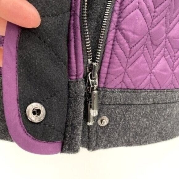 Carlisle Racquel Purple Quilted Gray Wool XS Winter Classic Midi Pea Coat NEW - Picture 6 of 9